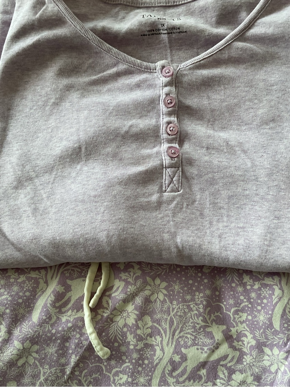 Talbots PJ’S Soft Henley Long-Sleeve Top Women's LAVENDER 1X